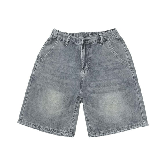 Lroveb Mens Denim Shorts Baggy Summer Jean Shorts Work Casual Beach Casual Bermuda Shorts with Pockets Blue