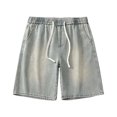 thumbnail image 1 of Lroveb Mens Denim Shorts Baggy Summer Jean Shorts Work Casual Beach Casual Bermuda Shorts with Pockets Yellow, 1 of 5