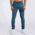 thumbnail image 1 of Lroveb Mens Distressed Ripped Jeans Men's Skinny Stretch Tapered Leg Jeans Light Blue Dark Blue, 1 of 7