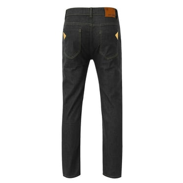 Lroveb Mens Distressed Ripped Jeans Trendy Slim Straight Pants Stretch Plus Size Casual Pants. Black