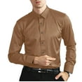 thumbnail image 1 of Lroveb Mens Dress Shirts Non Ironing Elastic Men's Long Sleeved Shirt Lapel Solid Color Button Shirt Khaki, 1 of 3