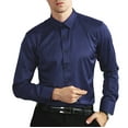 thumbnail image 1 of Lroveb Mens Dress Shirts Non Ironing Elastic Men's Long Sleeved Shirt Lapel Solid Color Button Shirt Navy, 1 of 3
