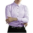 thumbnail image 1 of Lroveb Mens Dress Shirts Non Ironing Elastic Men's Long Sleeved Shirt Lapel Solid Color Button Shirt Purple, 1 of 3