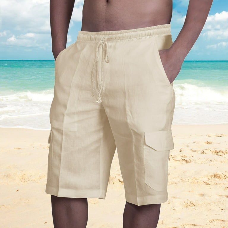 Mens linen beach shorts best sale