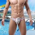 thumbnail image 1 of Lroveb Mens Sexy Low Waist Lace Printing Swimming Hot Summer Trunks Mens Cheeky Brief, 1 of 9