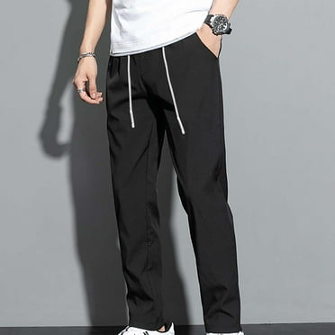 Lroveb Mens Sweatpants Ice Silk Lightweight Jogger Pants Summer Casual Loose Elastic Quick Drying Workout Gym Pants with Pockets Black