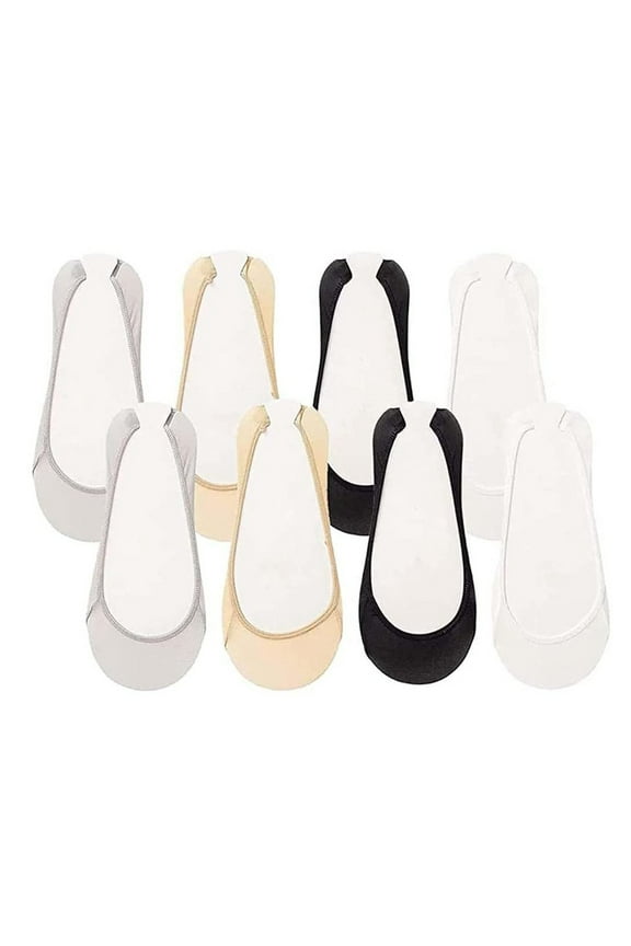 No Show Socks for Women 4 Pairs Womens Ballerina Socks Solid Non Slip Lace Splice Boat Socks