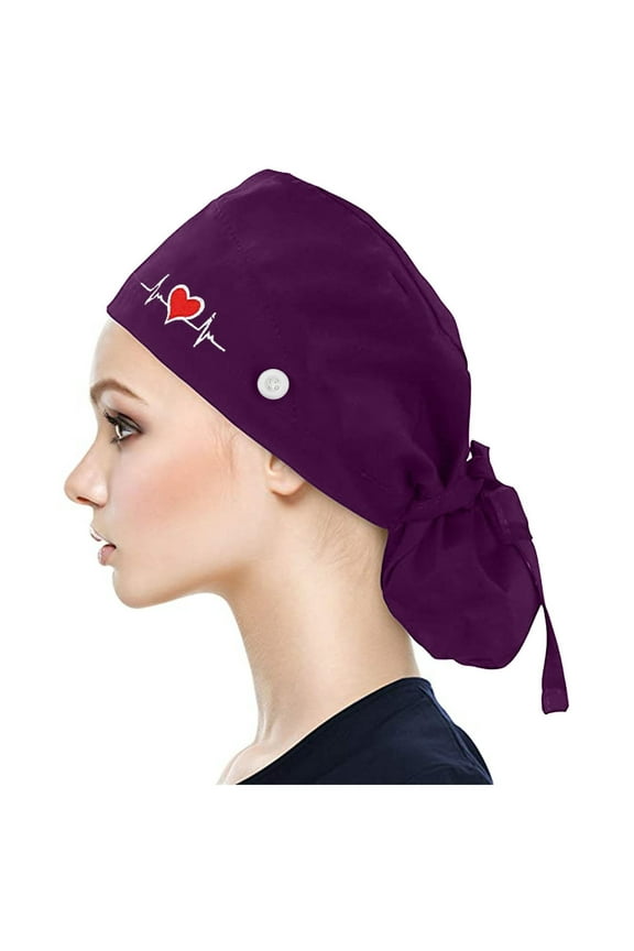 Nurse Caps for Women Scrub Cap With Buttons Bouffant print Hat Sweatbfor Womens Mens
