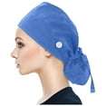 thumbnail image 1 of Lroveb Nurse Caps for Women Solid Color Scrub Cap Buttoned Bouffant Hat with Sweatband, 1 of 6