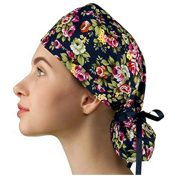 Lroveb Nurse Caps for Women and Men Scrub Cap with Buttons Bouffant Hat Sweatband Womens Mens Hat