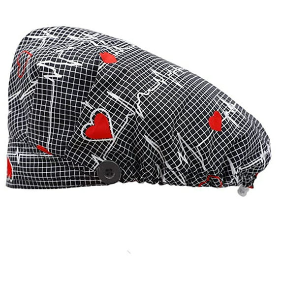 Lroveb Nurse Scrub Caps for Women Adjustable Print Hat Leisure Yashmak Stand-Ear Protection Hat