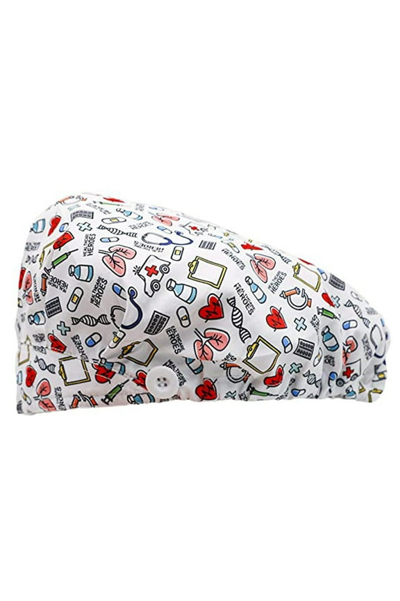 Nurse Scrub Caps for Women Adjustable Print Hat Leisure Yashmak Stand-Ear Protection Hat