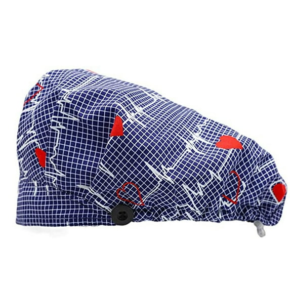 Lroveb Nurse Scrub Caps for Women Adjustable Print Hat Leisure Yashmak Stand-Ear Protection Hat