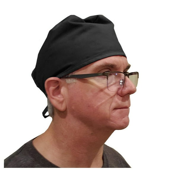 Lroveb Nurse Scrub Caps for Women Cap Black Bandage Washable Reuse Unisex Mens Hat Polyester Cotton Hat