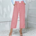 thumbnail image 1 of Lroveb Pajama Pants for Women, Lounge Pants Womens, Womens Casual Pants Cute Soft Elastic Low Rise Vintage Plaid Print Button Front Capri Light Red, 1 of 6