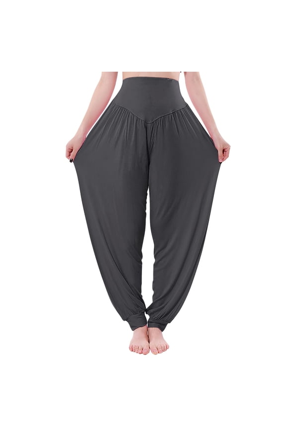 Palazzo Pants for Women,High Waisted Baggy Hippie Gypsy Boho Pants, Pants High Yoga Beach Plus Size Closing Dance Chi Clothes Leggings Dark Gray