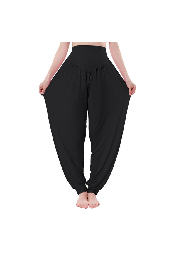 Palazzo Pants for Women,High Waisted Baggy Hippie Gypsy Boho Pants, Pants High Yoga Beach Plus Size Closing Dance Chi Clothes Leggings Black