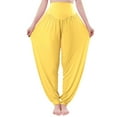 thumbnail image 1 of Lroveb Palazzo Pants for Women,High Waisted Baggy Hippie Gypsy Boho Pants, Pants High Yoga Beach Plus Size Closing Dance Chi Clothes Leggings Yellow, 1 of 8