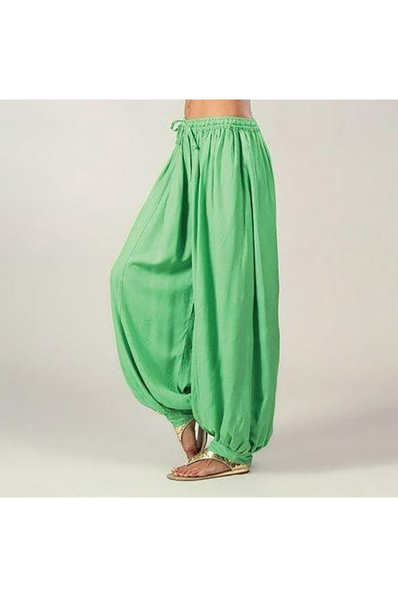Palazzo Pants for Women,High Waisted Baggy Hippie Gypsy Boho Pants, Plus Size Solid Color Casual Loose Pants Yoga Trousers Green