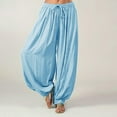 thumbnail image 1 of Lroveb Palazzo Pants for Women Plus Size,High Waisted Baggy Hippie Gypsy Boho Pants, Size Solid Color Casual Loose Pants Yoga Trousers Blue, 1 of 9