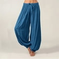 thumbnail image 1 of Lroveb Palazzo Pants for Women Plus Size,High Waisted Baggy Hippie Gypsy Boho Pants, Size Solid Color Casual Loose Pants Yoga Trousers Navy, 1 of 6