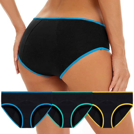 Lroveb Period Underwear for Women 3 Pack Women'S Solid Color Plus Size Leak Proof Conservative Low Waist Pants