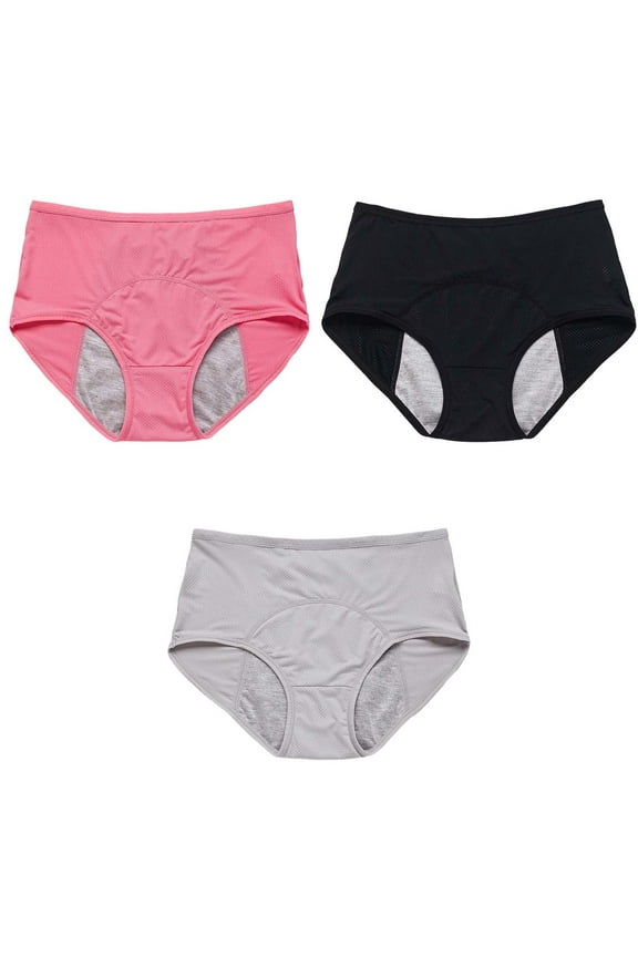 Period Underwear for Women 3PC Leak Proof Cotton Overnight Menstrual Panties Briefs High Waisted Protective
