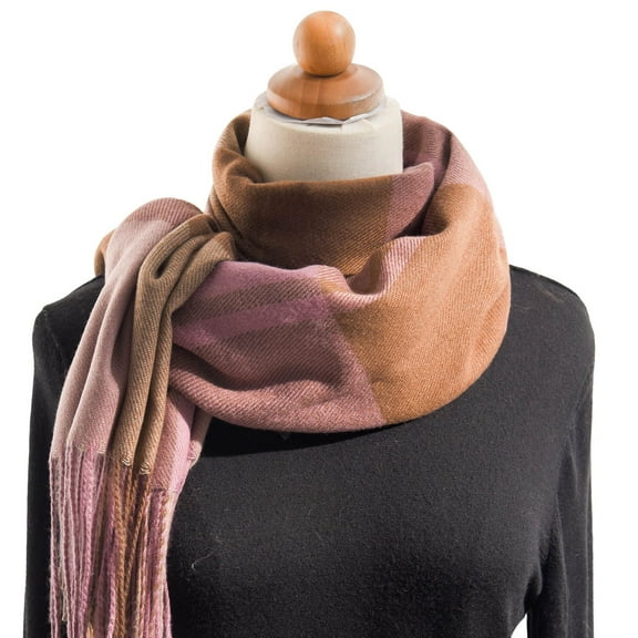 Lroveb Plaid Scarf for Women Fall Winter Colorful Shawl Thickening Warm Fringe Scarf Scarves