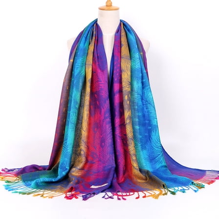 Lroveb Scarf for Women Lady Fashion Folk-Custom Retro Tassel Scarf Wrap Shawl Travel Scarves Scarves