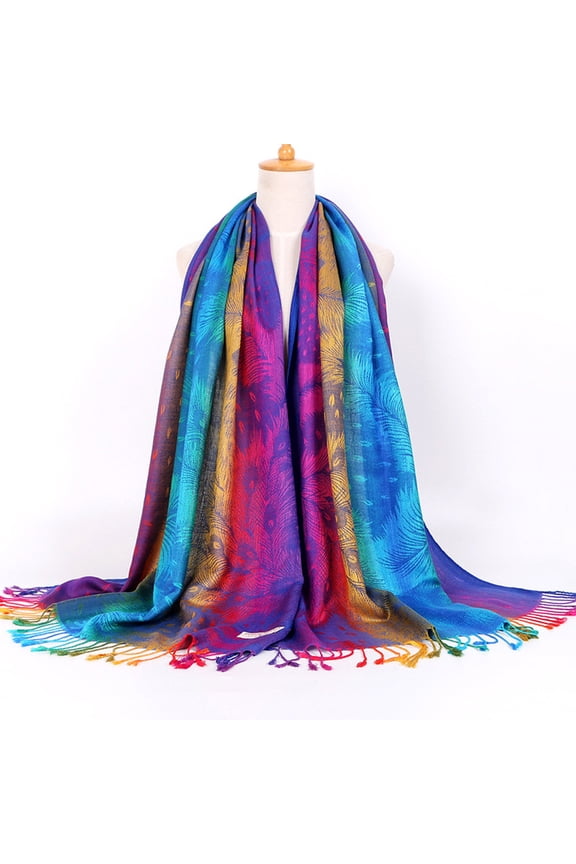 Scarf for Women Lady Fashion Folk-Custom Retro Tassel Scarf Wrap Shawl Travel Scarves Scarves