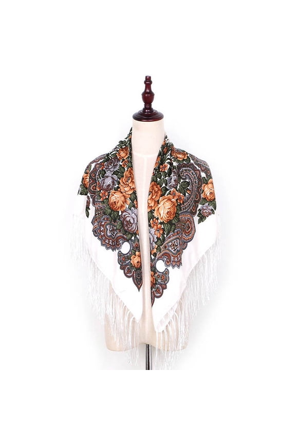 Scarf for Women Lady Folk-Custom Print Tassel Square Scarf Wrap Shawl Travel Scarve Scarves
