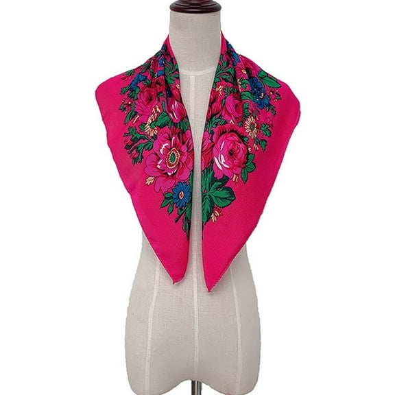 Lroveb Scarf for Women Lady Muslim Flower Print Folk-Custom Square Scarf Wrap Shawl Travel Scarve Scarves