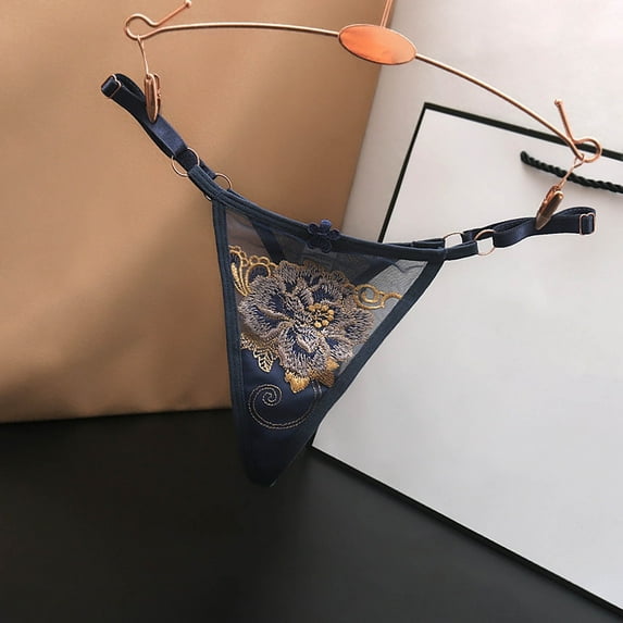 Lroveb Seamless Thongs for Women Panties Adjustable Low Waist Ultra Thin See Through Mesh Thong