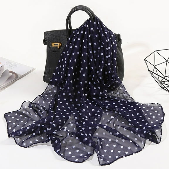 Lroveb Silk Scarf for Women 160*50Cm Dot Print Long Soft Wrap Scarf Simulation Shawl Scarves Scarf