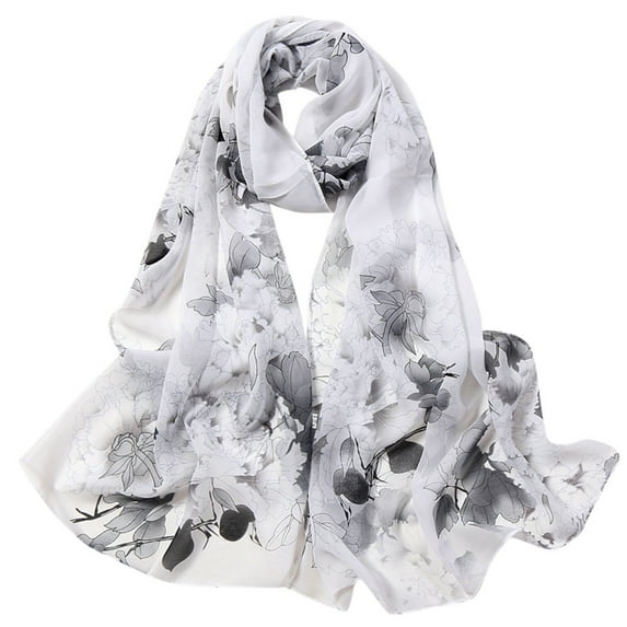 Lroveb Silk Scarf for Women Fashion Flower Print Long Soft Wrap Scarf Simulation Shawl Scarves Scarf