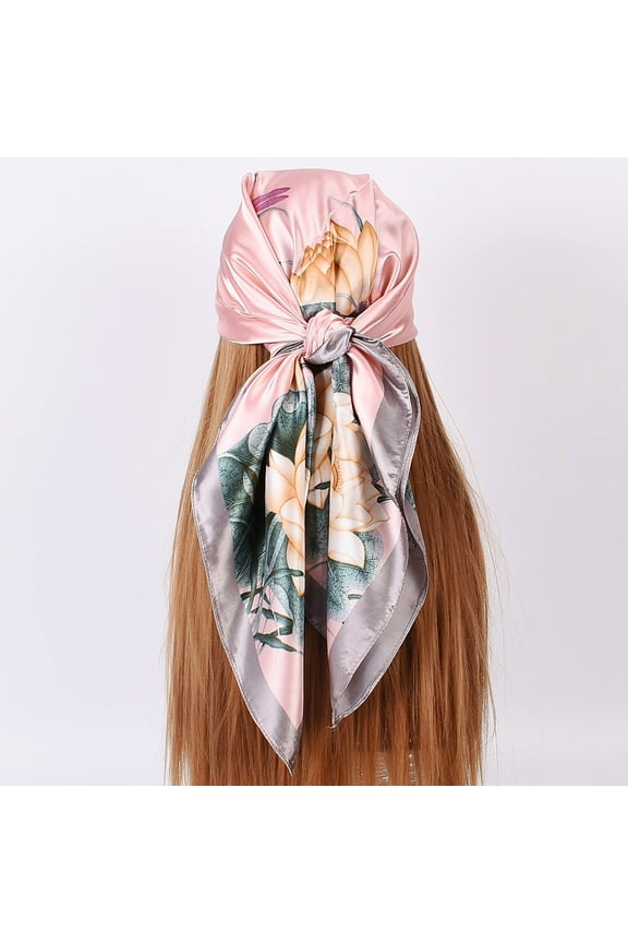 Silk Scarf for Women Headband Scarves Feeling Flowers Printed Square Scarf Bandanas Scarves