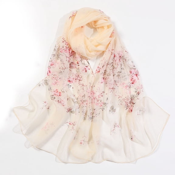 Lroveb Silk Scarf for Women Scarfs Lightweight Print Floral Pattern Scarf Shawl Fashion Scarves Sunscreen Shawls Wraps Spring Scarves