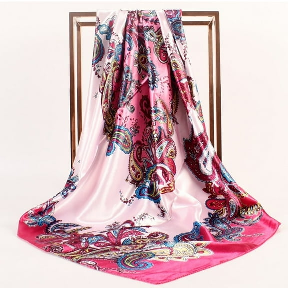 Lroveb Silk Scarf for Women Spring Summer Prints Satin Cashew Flower Square Scarf Scarves