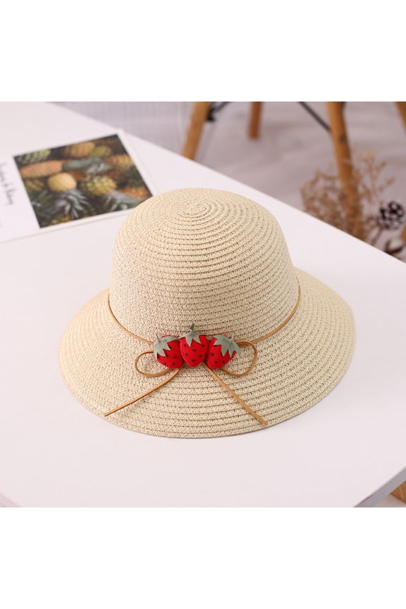 Sun Hats for Women Cute Strawberry Hat Band Bucket Hat Sun Hat Travel Beach Straw Hat