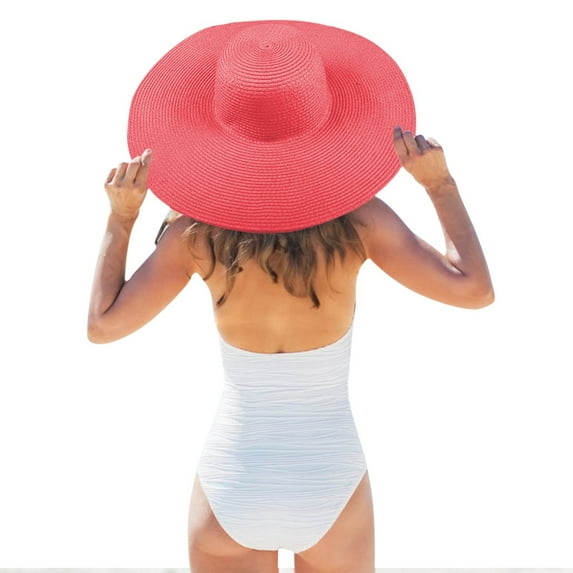 Lroveb Sun Hats for Women Foldable Large Brimmed Straw Hat Sun Protection Floppy Disk Wide Beach Hat