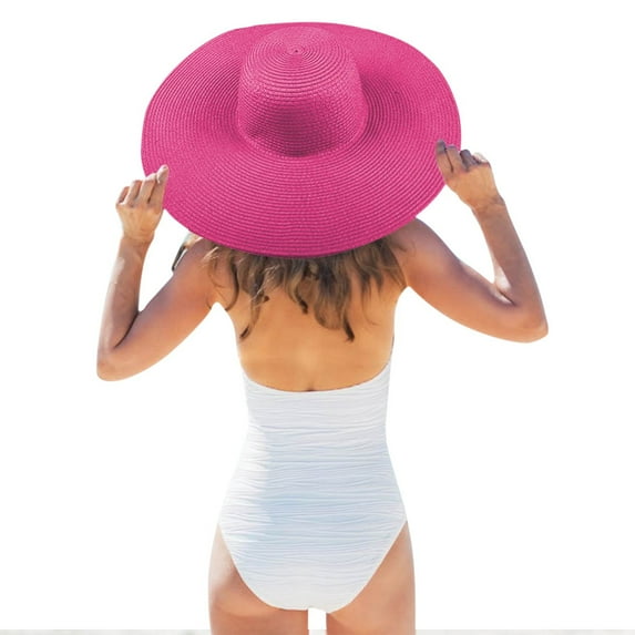 Lroveb Sun Hats for Women Foldable Large Brimmed Straw Hat Sun Protection Floppy Disk Wide Beach Hat