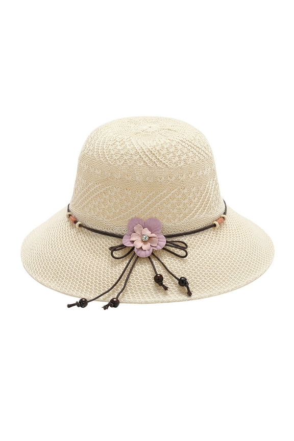 Sun Hats for Women Summer Beach Foldable Fashion Womens Solid Colored Bowknot Bonnet Girls Straw Hat Floppy Hat