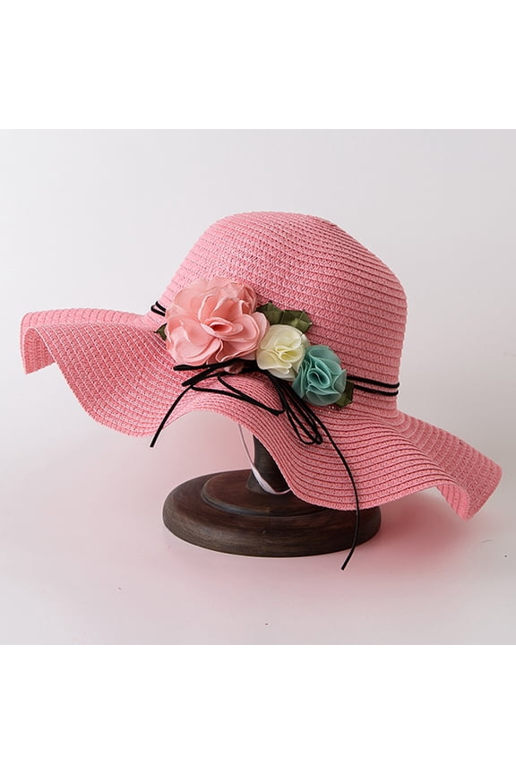 Sun Hats for Women Summer Beach Ladies Wide Straw Foldable Travel Flower Hat Caps Floppy Hat