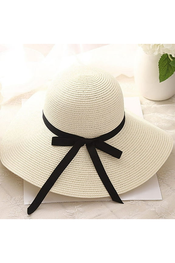 Sun Hats for Women Summer Beach New Ladies Floppy Foldable Cap Wide Brim Straw Hat