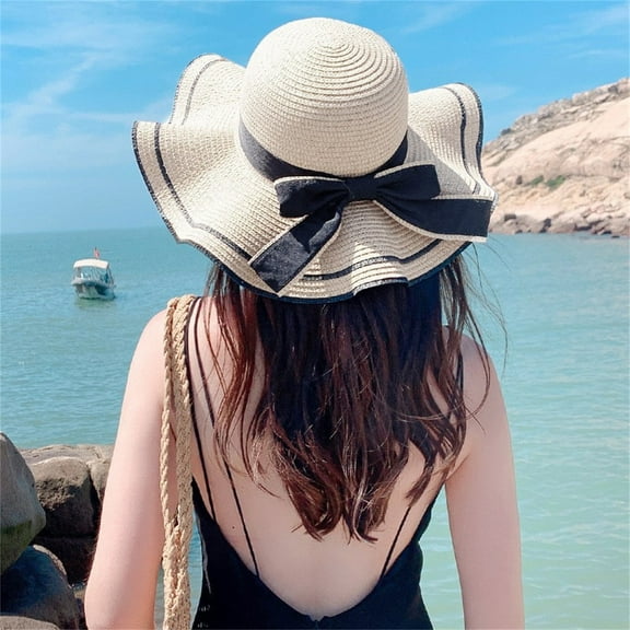 Lroveb Sun Hats for Women Summer Beach Spring Mesh Sunshade Hat Flower Elegant Wedding Dress Fashion Woman Foldable Floppy Straw Hat