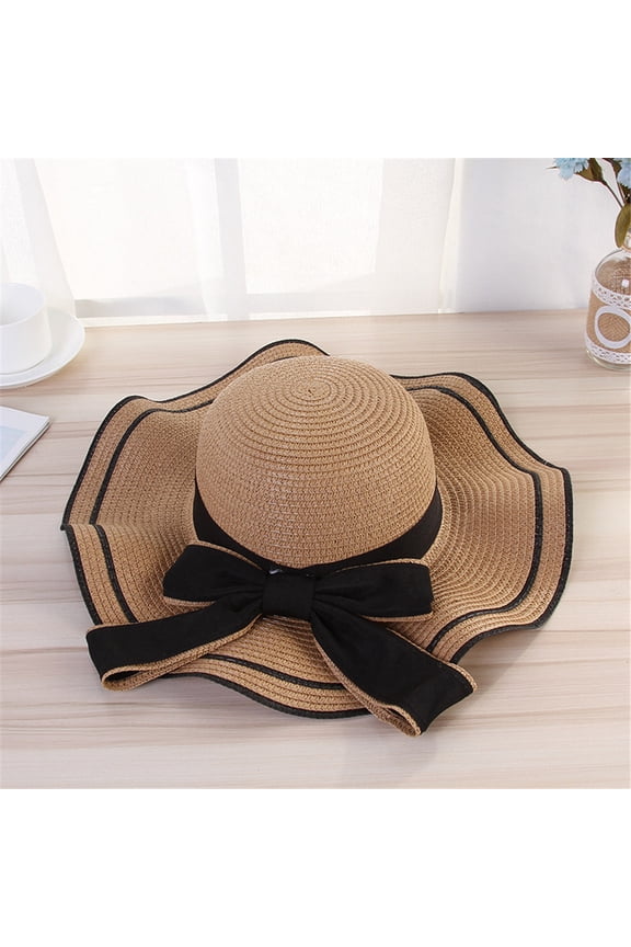 Sun Hats for Women Summer Beach Straw Hat Jazz Sunshade Panama Trilby Fedora Gangster Cap Foldable Floppy Hat