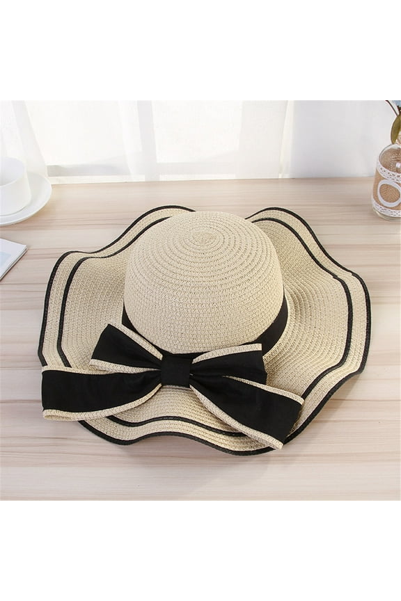 Sun Hats for Women Summer Beach Straw Hat Jazz Sunshade Panama Trilby Fedora Gangster Cap Foldable Floppy Hat