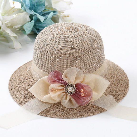 Lroveb Sun Hats for Women Summer Beach Sunshade Hat Children Korean Tourism Straw Fisherman Basin Foldable Floppy Hat