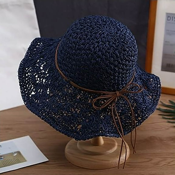 Lroveb Sun Hats for Women Summer Beach Wide Brim Upf 50  Panama Fedora Foldable Packable Hat Floppy Straw Hat