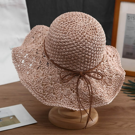 Lroveb Sun Hats for Women Summer Beach Wide Brim Upf 50+ Panama Fedora Foldable Packable Hat Floppy Straw Hat